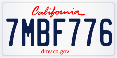 CA license plate 7MBF776