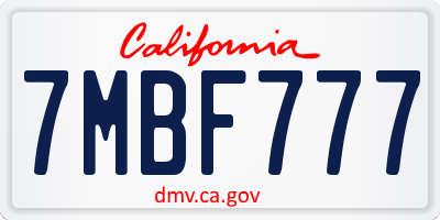 CA license plate 7MBF777