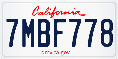 CA license plate 7MBF778