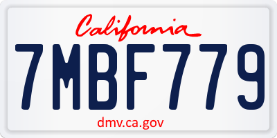 CA license plate 7MBF779