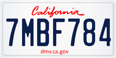 CA license plate 7MBF784