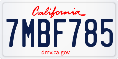 CA license plate 7MBF785