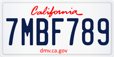 CA license plate 7MBF789