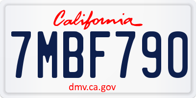 CA license plate 7MBF790