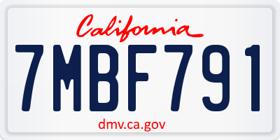 CA license plate 7MBF791