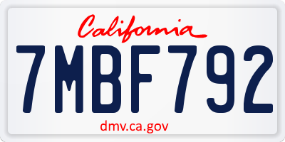CA license plate 7MBF792