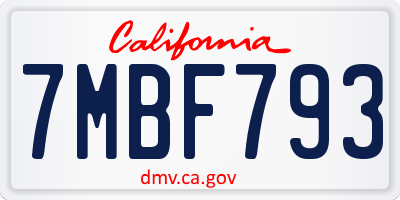 CA license plate 7MBF793
