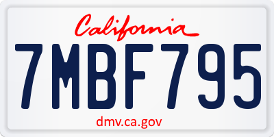 CA license plate 7MBF795