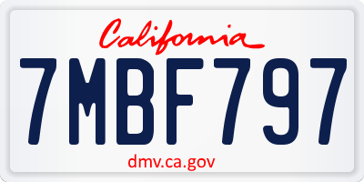 CA license plate 7MBF797