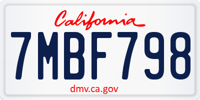 CA license plate 7MBF798
