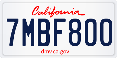 CA license plate 7MBF800