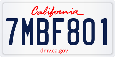 CA license plate 7MBF801