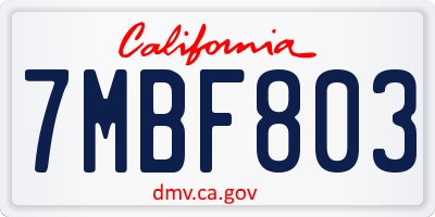 CA license plate 7MBF803