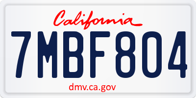 CA license plate 7MBF804
