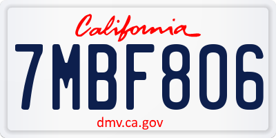 CA license plate 7MBF806