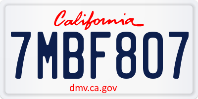CA license plate 7MBF807