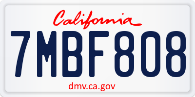 CA license plate 7MBF808