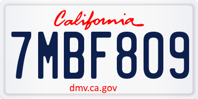 CA license plate 7MBF809