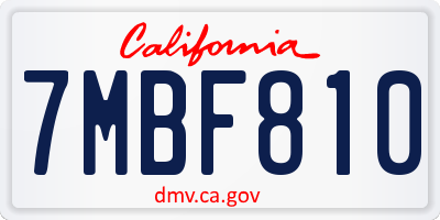CA license plate 7MBF810
