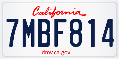 CA license plate 7MBF814