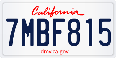 CA license plate 7MBF815