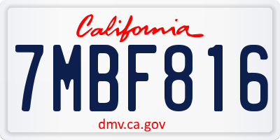 CA license plate 7MBF816