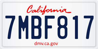 CA license plate 7MBF817