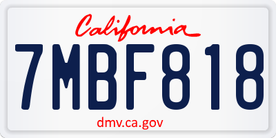 CA license plate 7MBF818