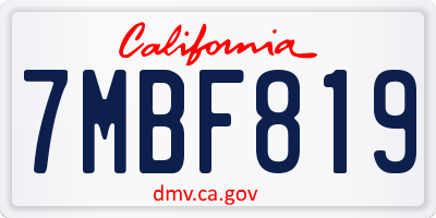 CA license plate 7MBF819