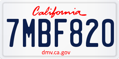 CA license plate 7MBF820