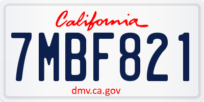 CA license plate 7MBF821
