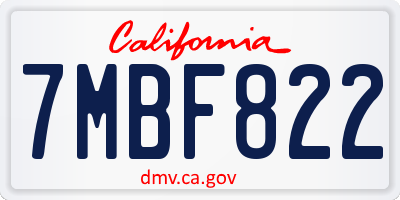 CA license plate 7MBF822