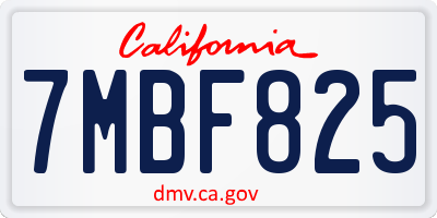 CA license plate 7MBF825