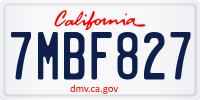 CA license plate 7MBF827