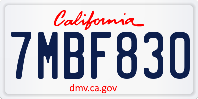 CA license plate 7MBF830