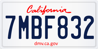 CA license plate 7MBF832