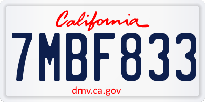 CA license plate 7MBF833