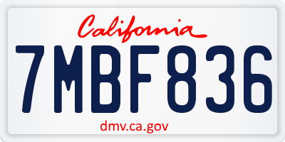 CA license plate 7MBF836