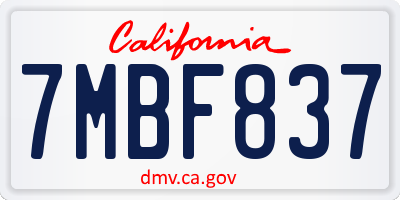 CA license plate 7MBF837