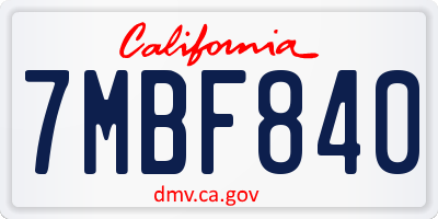 CA license plate 7MBF840