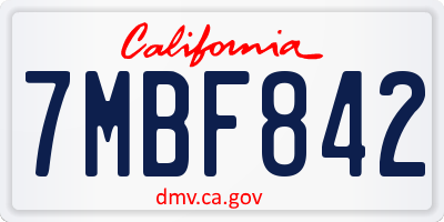 CA license plate 7MBF842