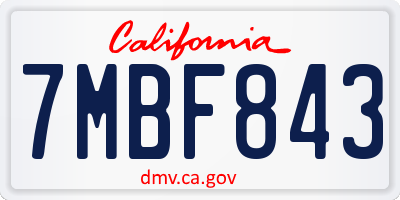 CA license plate 7MBF843