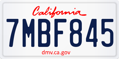 CA license plate 7MBF845