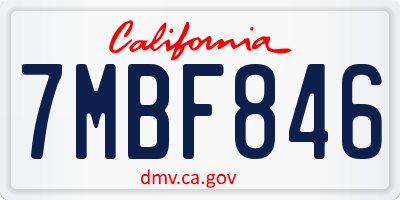 CA license plate 7MBF846