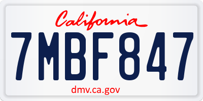 CA license plate 7MBF847