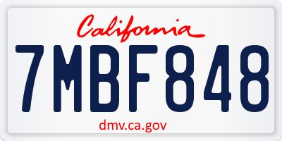 CA license plate 7MBF848