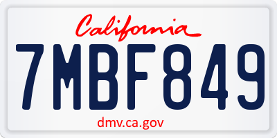 CA license plate 7MBF849