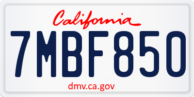 CA license plate 7MBF850