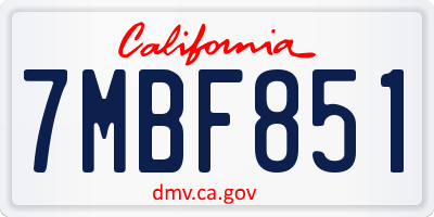 CA license plate 7MBF851