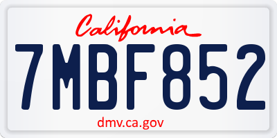 CA license plate 7MBF852